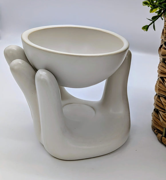 Ceramic White Hand Oil Burner - £8.95