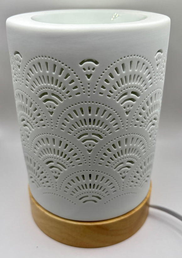 Hestia Electric Ceramic Wax Melt Burner - White Lace - £25.95